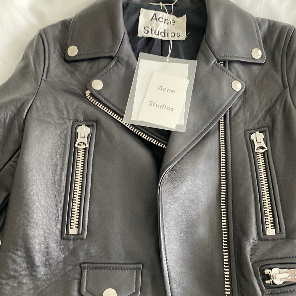 Acne Mock Leather Motorcycle Jacket in size 32 Brand new and unworn